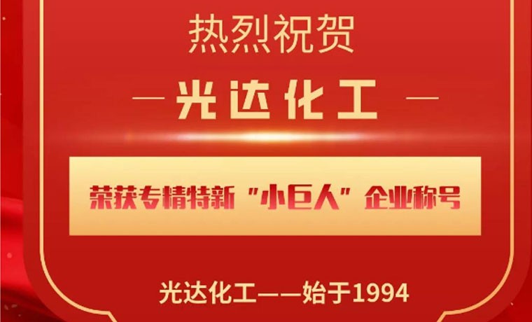 喜報！光達化工榮獲專精特新“小巨人”企業(yè)稱號！